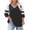 Black, variant on Antinious Women Plus Size Patchwork V-Neck 3/4 Sleeve Raglan Loose Casual T-Shirts