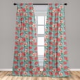 thumbnail image 5 of Ambesonne Hibiscus Curtains, Tropic Flowers and Bubbles, Pair of 28"x95", Teal Coral, 5 of 5