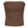 thumbnail image 6 of EliteGoogv Women Tube Tops Strapless Bandeau Tops Slim Fit Summer Y2K Tank Tops Casual Casual Crop Top Bandeau Tanks Sleeveless Shirts Coffee L, 6 of 6
