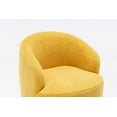 thumbnail image 5 of Teddy Fabric Swivel Barrel Accent Sofa Chair, Upholstered Club Chair with Wrap-Around Backrest, Cozy Leisure Vanity Chair with Black Powder Coating Metal Base for Living Room, Bedroom, Yellow, 5 of 7