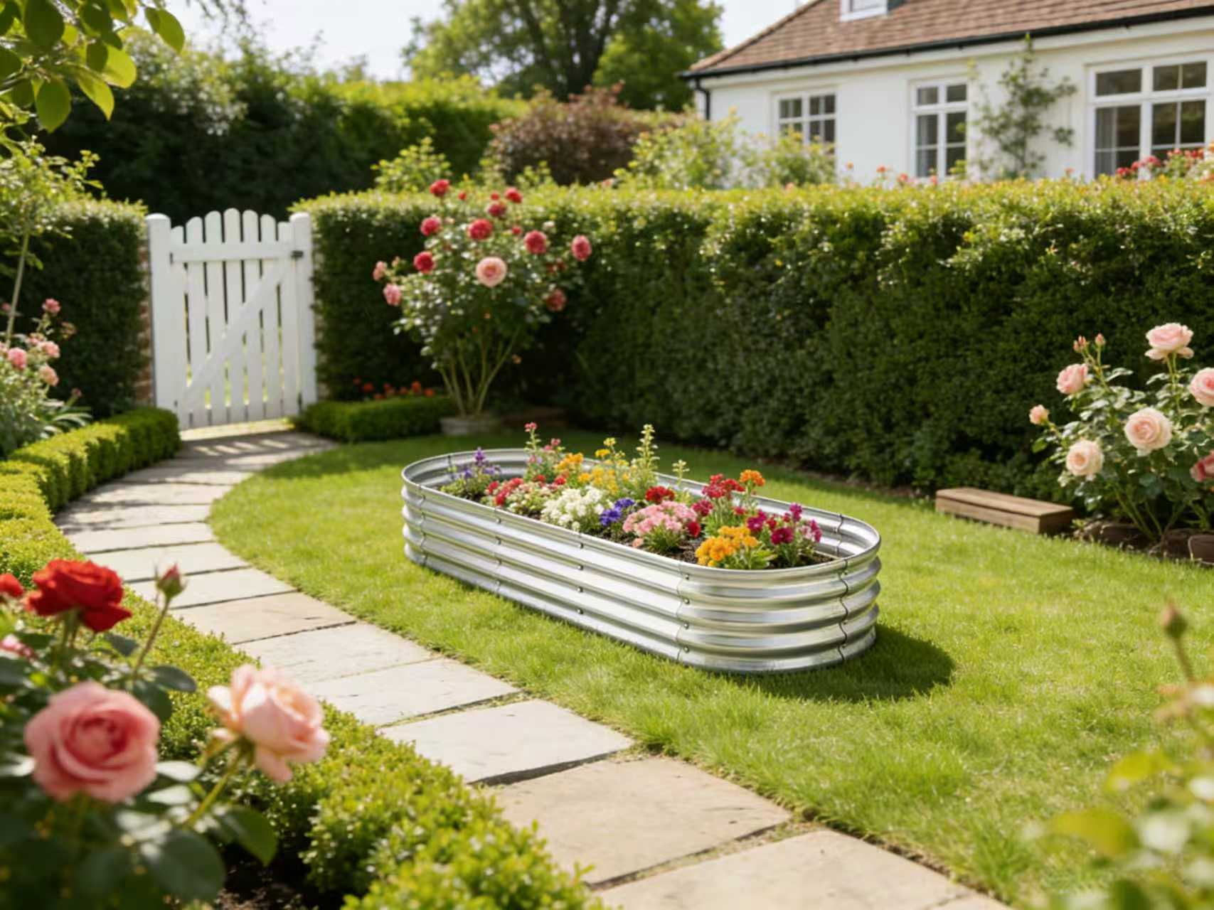 6 ft x 2 ft Raised Garden Bed Metal Elevated Planter for Vegetable Flower Herb