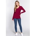 thumbnail image 4 of (Active USA) Long Sleeve Plain V-neck T-shirts Cotton/Spandex Junior Size & Junior Plus Size (Charcoal/M), 4 of 4