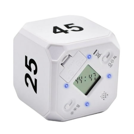 

Cube-Timer Kitchen Timer Gravity Sensor Flip Meditation Timer for Time Management and Countdown 5-15-25-45 Min(White)