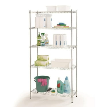 Hyper Tough 5 Tier Metal Storage Rack, Chrome Color, 350lbs Loading Capacity for Each Shelf, 5 Tier Shelving, Heavy Duty Metal Shelf