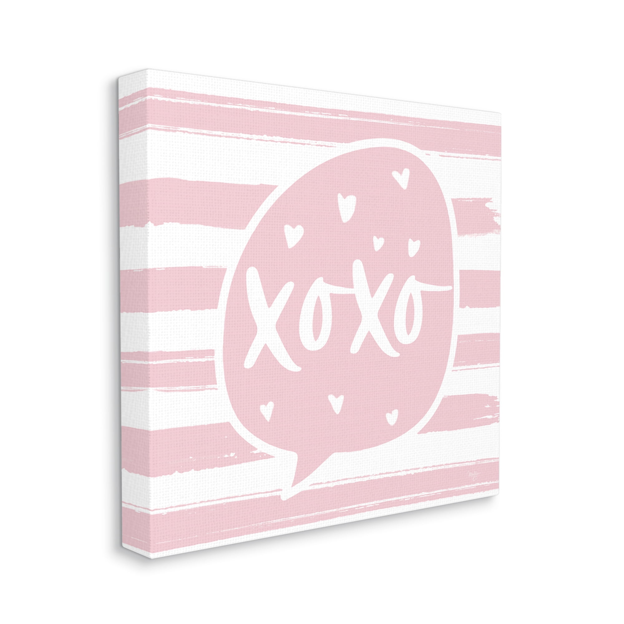 Stupell Industries Xoxo Speech Bubble Cute Striped Heart Pattern Graphic Art Gallery Wrapped Canvas Print Wall Art, Design by Mollie B.