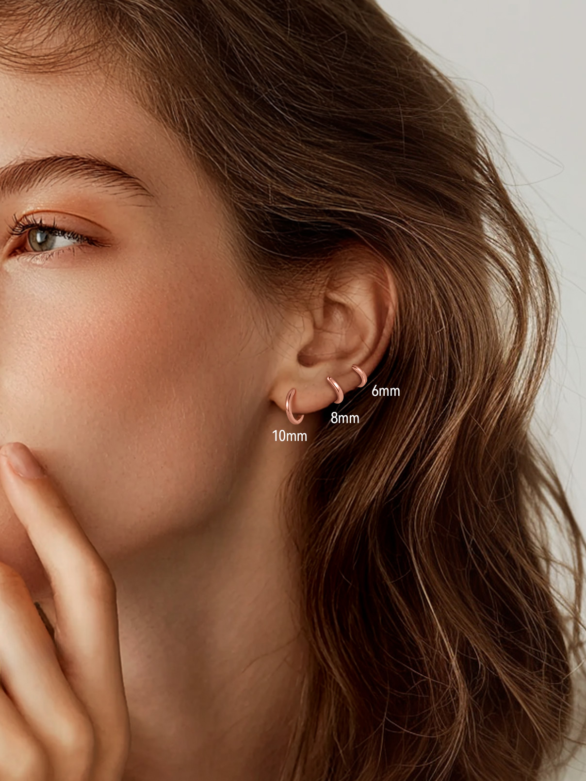 FaithHeart Sterling Silver Huggie Hoop Earrings for Women, Hypoallergenic Lightweight Small Cartilage Earrings Cuff Tragus Rose Gold Plated Hoop Earrings for Daughter Birthday Jewelry Gift 6mm