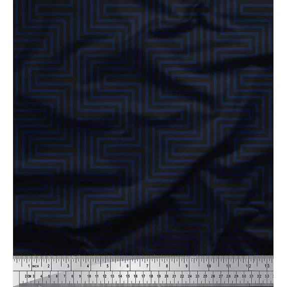 Soimoi polyester Crepe Fabric Square & Spiral Geometric Decor Fabric Printed Yard 42 Inch Wide