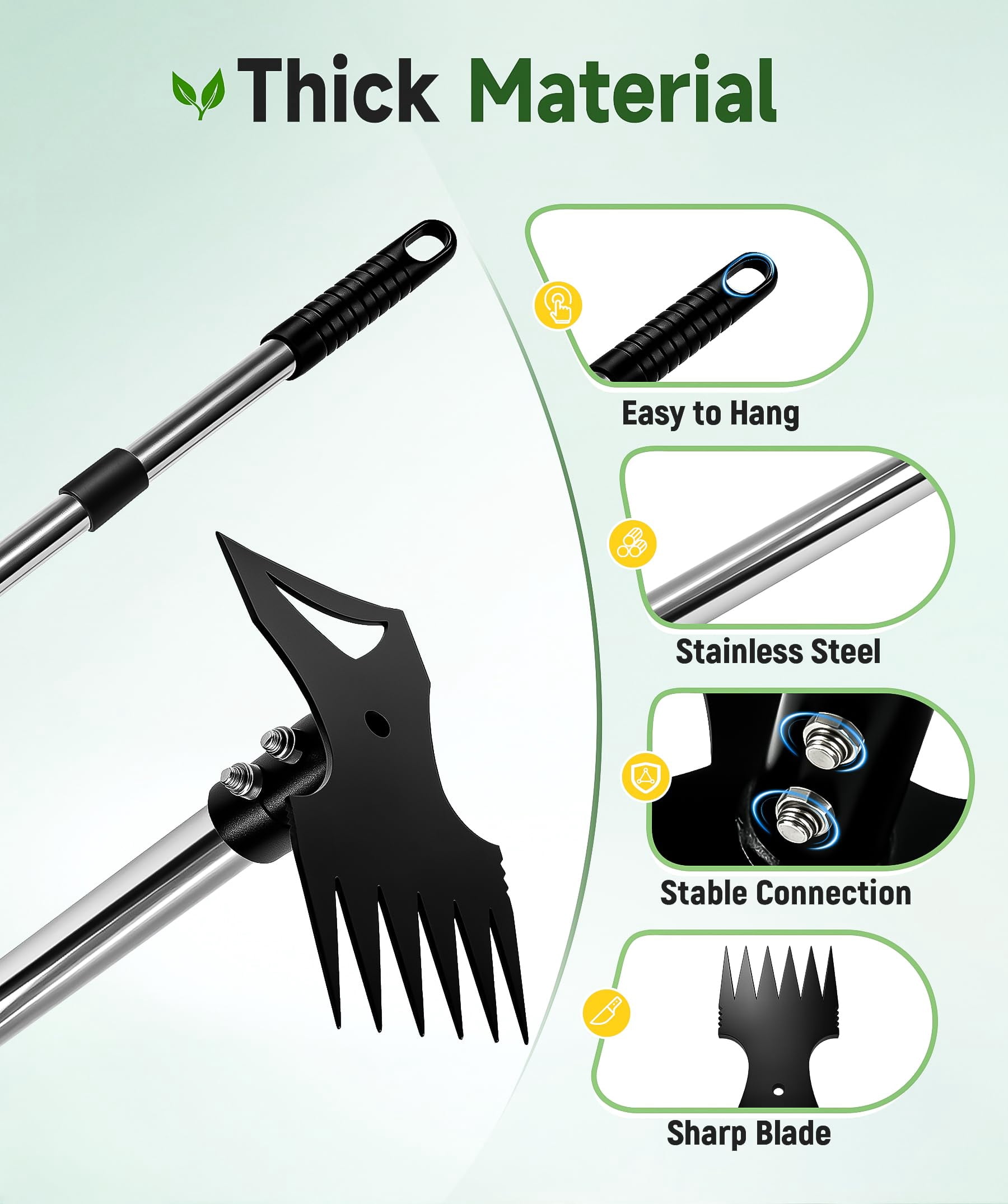 ALLJOY Weeding Tool, Hoe Cultivator 2 in 1 Garden Tools, 45 inch Weeder Hand Tiller Weeding Rake for Yard Lawn Gardening Digging Planting