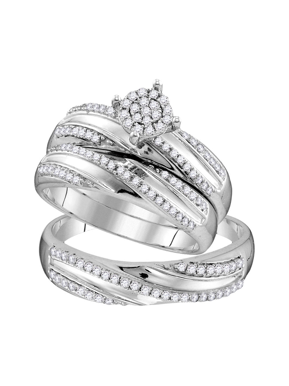 AA Jewels Solid 10k White Gold His and Hers Round