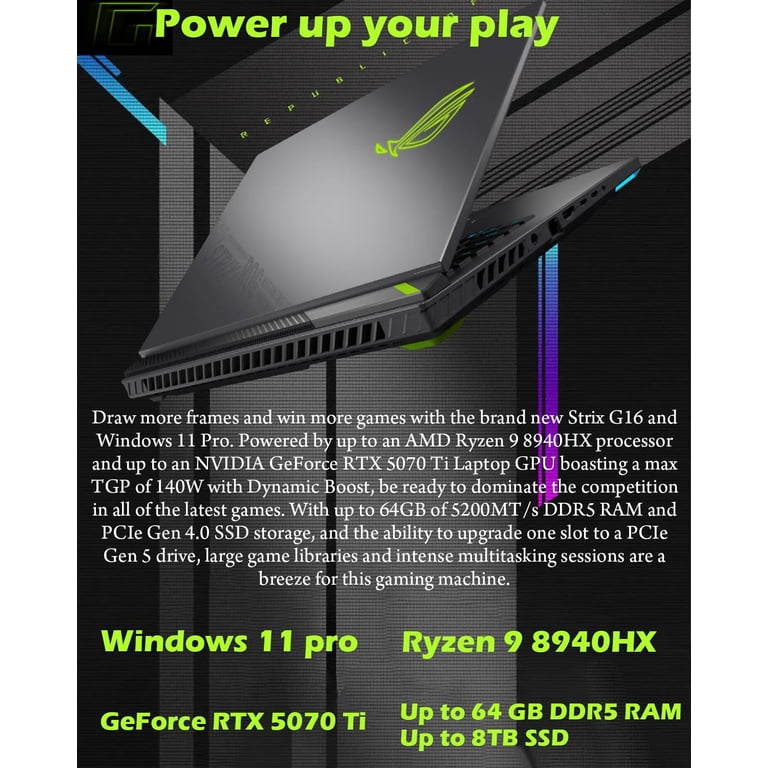 ASUS ROG Strix G16 Gaming Laptop, AMD Ryzen 9 8940HX (16-core