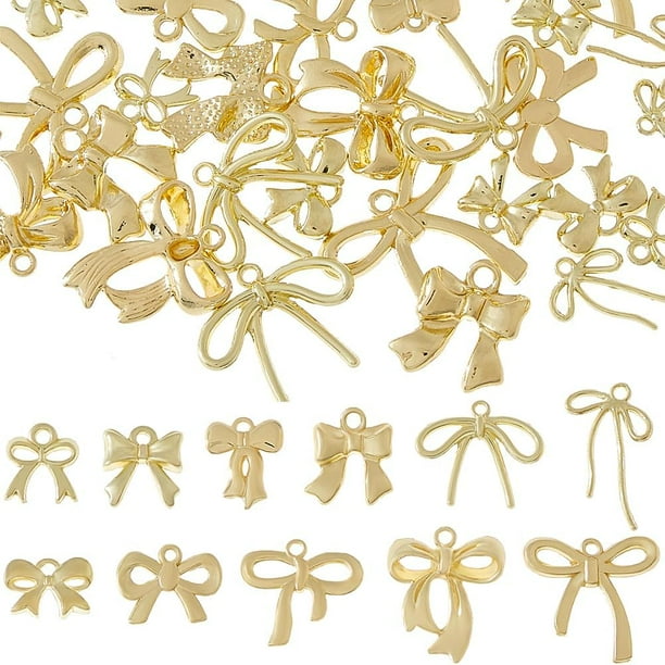 44 dijes de lazo de aleación, 11 estilos elegantes, dorados, ideales para crear collares, pulseras, aretes y manualidades.