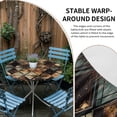 thumbnail image 2 of Brown Teal Geometric Round Tablecloth for 55-60 Inch Tables,Fitted Table Cover with Elastic Edge,Retro Modern Plaid Abstract Art Waterproof Outdoor Table Cloth Protector for Patio Garden Dinner, 2 of 9