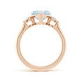 thumbnail image 2 of ANGARA Natural 1.4 ct Aquamarine and Diamond Three Stone Engagement Ring in 14K Rose Gold for Women (Size-8mm) | March Birthstone, Anniversary, Jewelry Gift for Women | Natural Aquamarine Ring, 2 of 10