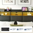 thumbnail image 4 of Greenstell Twin Size Lift up Hydraulic Platform Storage Bed Frame with Led Light & Charging Station, Fabric Channel Wingback Headboard, Dark Gray, 4 of 11