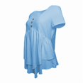 thumbnail image 3 of VIWORLD Women's Button-Front Tunic Loose Fit Crew Neck Blouse with Tiered Hem Summer Short Sleeve Shirt Light Blue，M, 3 of 5