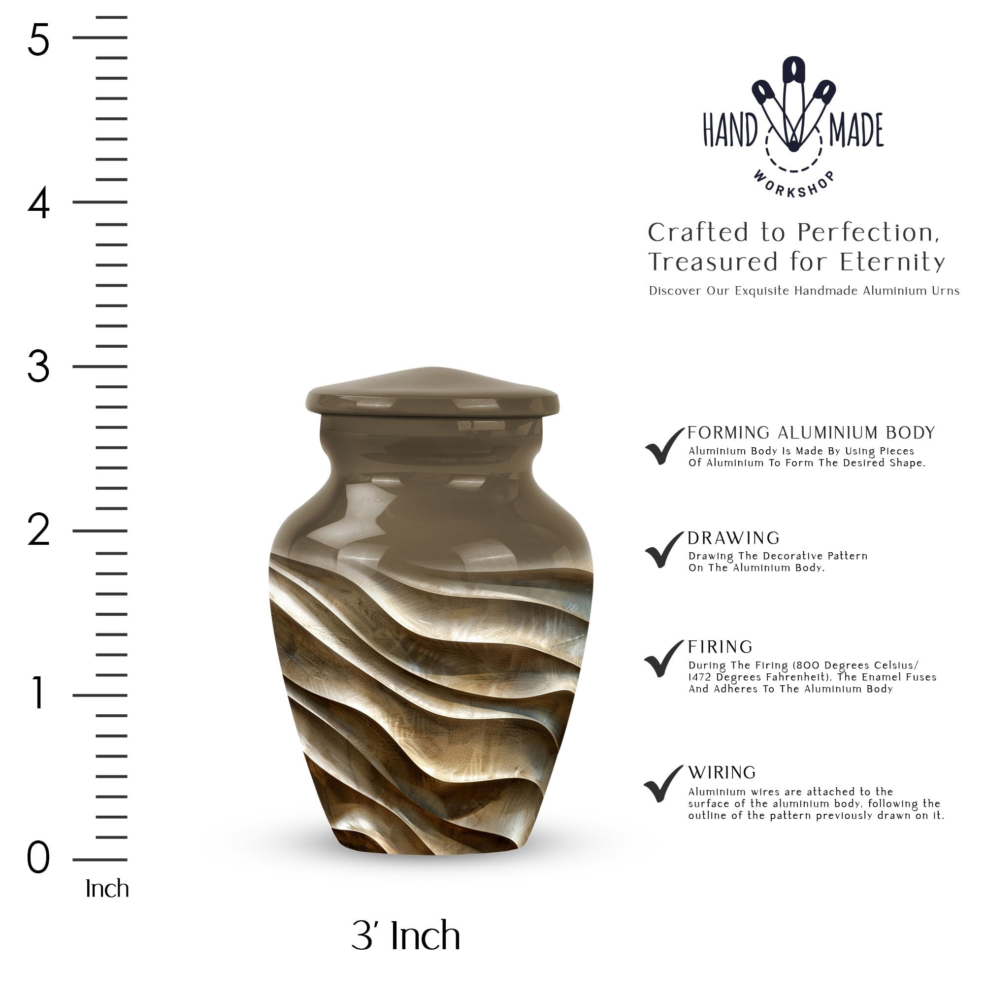 Wavy Metallic Textures Adult Urns For Human Ashes - Ash Urns For Humans Keepsake - Urns For Ashes Adult Female Mother - Cremation Urn For Human Ashes - Human Ash Urns (Size -3inch,1pcs)