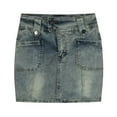 thumbnail image 5 of RUTAYY High Waisted Denim Skirt For Women Vintage Mini A-Line Bodycon Skirt With Shorts Retro Style Casual Skirt Solid Color Smocked Boho Pleated Skirts, 5 of 5