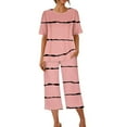 thumbnail image 4 of Ecqkame Women's Sleepwear Capri Pajama SetsPrinted Round Neck Short Sleeve Sleepshirt And Pants Sets Loungewear Pajamas With Pockets XL, 4 of 8