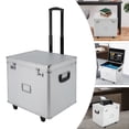 thumbnail image 3 of ToppiJoy Portable Mobile File Box, Hand Pull Locking Business Case with Handle Wheels for Office Documents Silver, 3 of 29