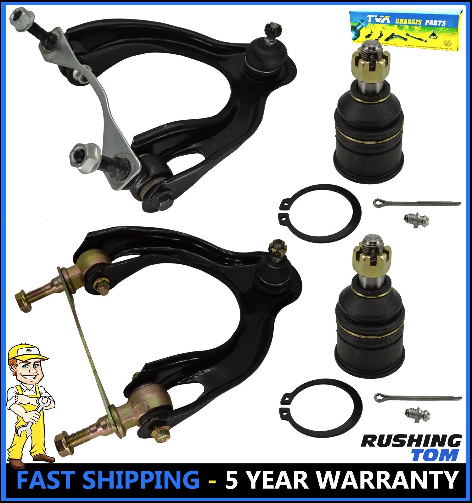 4Pc Kit Front Upper Control Arm & Lower Ball Joint for Acura Integra