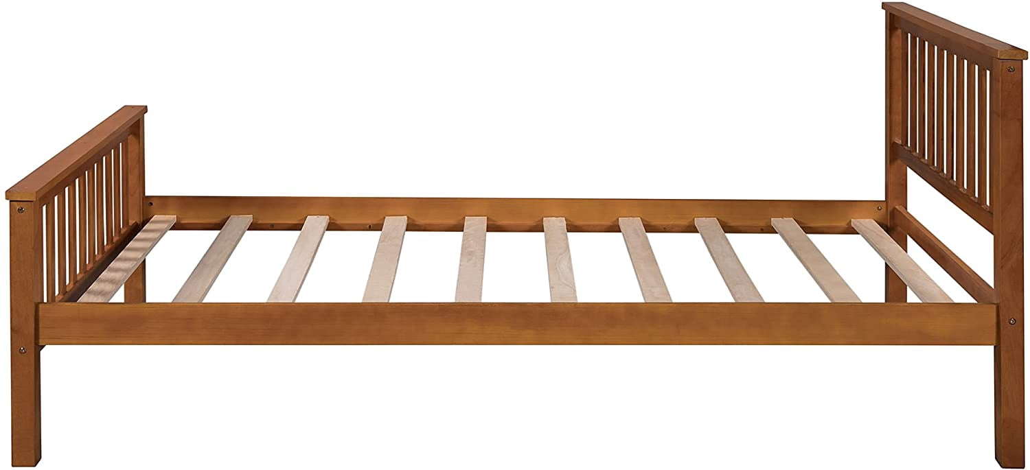 Harper & Bright Designs Twin Bed Frame Wood Platform Twin Bed No Box Spring Required, Oak