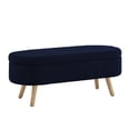 thumbnail image 6 of GZXS Oval Ottoman Bench, 42-Inch Boucle Upholstered Bench with Hidden Storage and Rubber Wood Legs for Bedroom/Entryway/Living Room (Navy Blue), 6 of 6