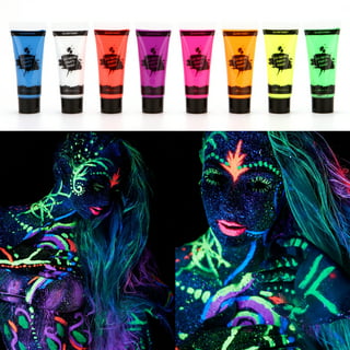 6 Bottles, 30 ml. Each UV Body Paint Glow Blacklight Reactive Neon Fluorescent  Paint - Safe For Skin - Washable - Non-Toxic - Six Colors Kit 