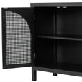 thumbnail image 3 of Large Storage Space Sideboard with Artificial Rattan Door, Wooden Storage Cabinet with Metal Handles and Adjustable Shelves, Buffet Cabinet with Solid Wood Legs for Dining Room, Living Room, 3 of 7