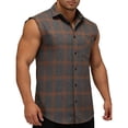 thumbnail image 7 of LEKWK Mens Tank Tops Sleeveless Plaid Button Down Workout Shirts Trendy Athletic Collared Armholes Chest Pocket Relaxed Fit Tees Western Casual Outdoor Summer Tops Gray XXXL, 7 of 7