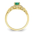 thumbnail image 2 of 10K Yellow Gold Ring Band with Stones (05) May Emerald Oval Green Diamond Round, Size 8, 2 of 5