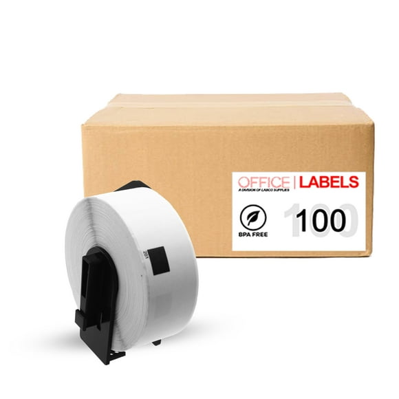 100 Rouleaux de Labels Compatible avec DK-1201 pour Frère 1-1/7" X 3-1/2" (29mm X 90.3mm) avec 1 Cartouche Réutilisable