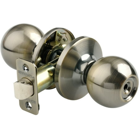 brink's bed and bath ball style door knob lock, antique brass