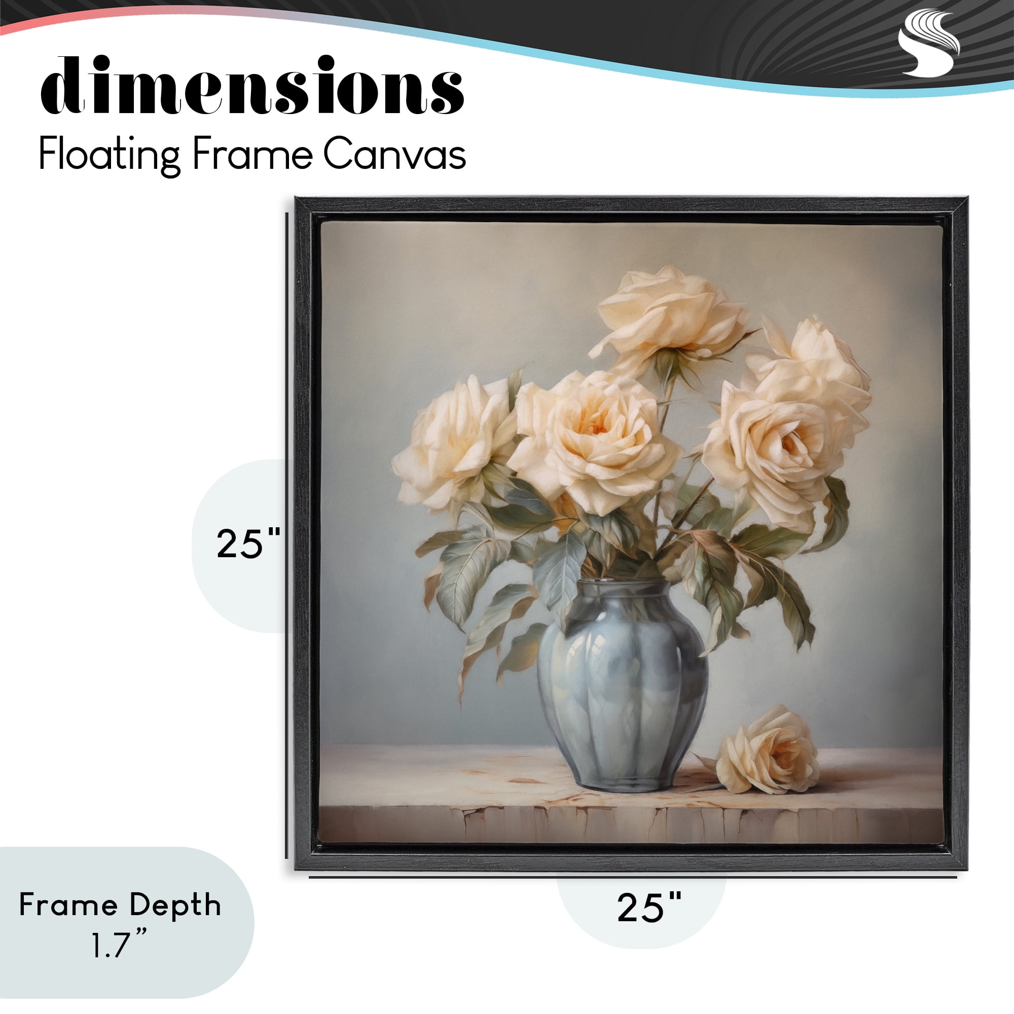 Stupell Industries Vintage Rose Paragon Black Framed Floater Canvas Wall Art, design by Steve Hunziker