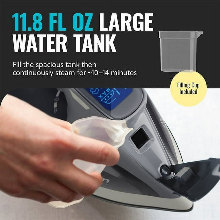 PurSteam 1800W Electric Steam Iron with LCD Screen, Auto Shutoff