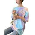 thumbnail image 5 of Women Summer Half Sleeve Top Tie-dye Pattern Loose Round Neck T-shirt Casual Lady Girls Tee Shirts Plus Size, 5 of 9