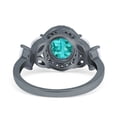 thumbnail image 3 of Oval Art Deco Ring Black Tone Paraiba Tourmaline CZ 925 Sterling Silver Size 9, 3 of 6