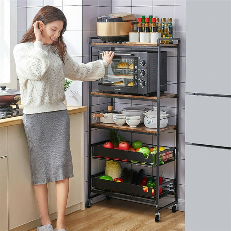 Kitchen Rack Microwave Wheels, Storage Rack Oven Microwave