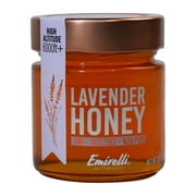 Lavender Honey by Emirelli  Unfiltered Raw Honey with Lavender  100% Pure Honey with Powerful Anti-oxidants, Non GMO, Gluten Free, Suitable for Kosher and Halal, Glass Jar- 10.1 Oz