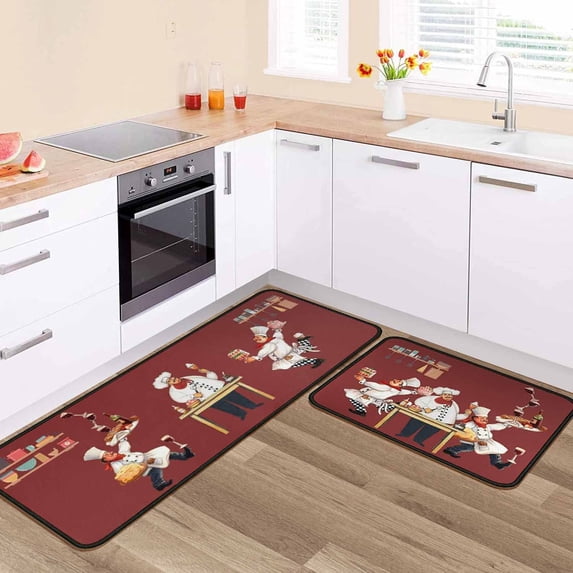 2Pcs Kitchen Runner Mat Sets Chef Kitchen Mats for Restaurant Non Slip Waterproof Standing Kitchen Runner Mats 17\u201dx24\u201d+17\u201dx48\u201d