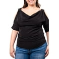thumbnail image 4 of Blusa escote drapeado Roman Fashion /Tallas Extras, 1881 (Negro) negro 42, 4 of 6