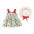 thumbnail image 6 of Zwiiyzr Boho Baby Dress Toddler Girl Summer Bow Decoration Flower Print Suspender with Hat for 1-4 Years Baby Clothes Red, 6 of 9