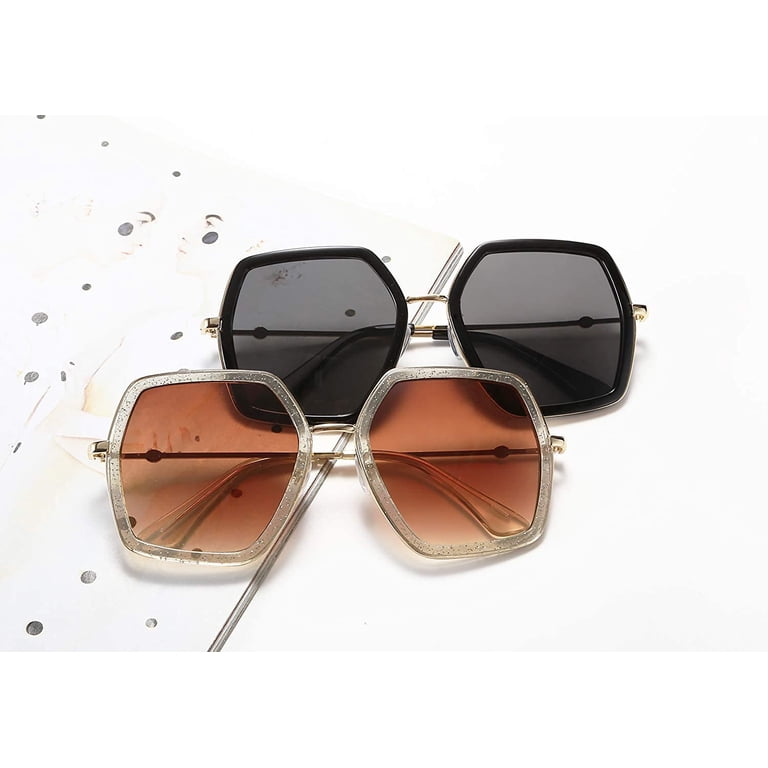 FEISEDY Women Large Hexagon Inspired Sunglasses Fashion  display picture 1