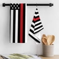 thumbnail image 3 of Red White Stripe Fireman American Flag Kitchen Towel Dish Cloths Set of 1, Microfiber Soft Kitchen Hand Towels, Fire Fighter USA Flags Absorbent Quick Drying Dishcloths 18 x 28 Inches, 3 of 8