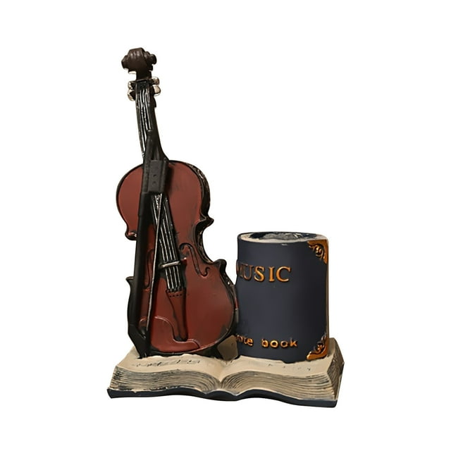LADIGASU Bolígrafo Instrumento Musical Retro Figurilla Resina Artesanía Vintage Violín Escultura Jazz Saxofón Estatua Regalo Rebajas Hoy Liquidación 1X Portabolígrafos Decorativo