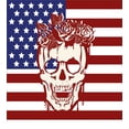 thumbnail image 3 of Skull Duvet Cover Set, Dead Human Head with a Floral Wreath USA American Stars Humor Illustration, Decorative 2 Piece Bedding Set with 1 Pillow Shams, Twin Size, Red White, by Ambesonne, 3 of 3