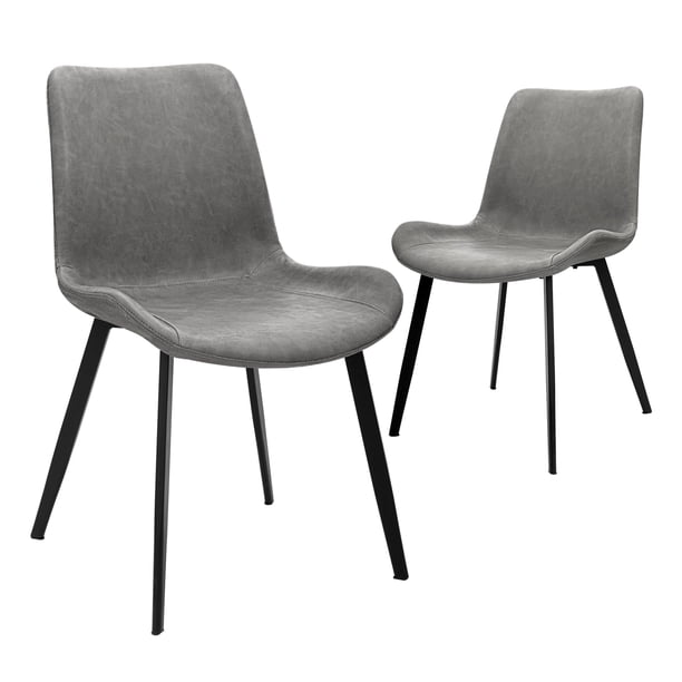 CangLong - Sillas de Comedor Modernas de Piel sintética, Respaldo de Asiento Acolchado de Poliuretano, Patas de Metal para Silla Lateral de Cocina, Comedor, Juego de 2, Color Gr CangLong NA