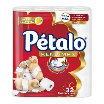 Papel higiénico Pétalo Rendimax 32 rollos de 220 hojas dobles