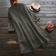 thumbnail image 3 of Gray Womens Tops Women Casual Loose Linen Soild Button Long Sleeve Long Shirt Blouse Tops Shirts for Women, 3 of 5
