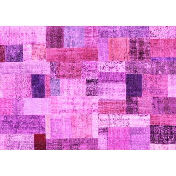 Ahgly Company Indoor Rectangle Patchwork Pink Transitional Area Rugs, 6' x 9'