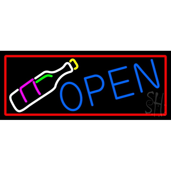 Open Wine Glass LED Neon Sign 10 x 24 - inches, Clear Edge Cut Acrylic Backing, with Dimmer - Bright and Premium built indoor LED Neon Sign for Bar decor.
